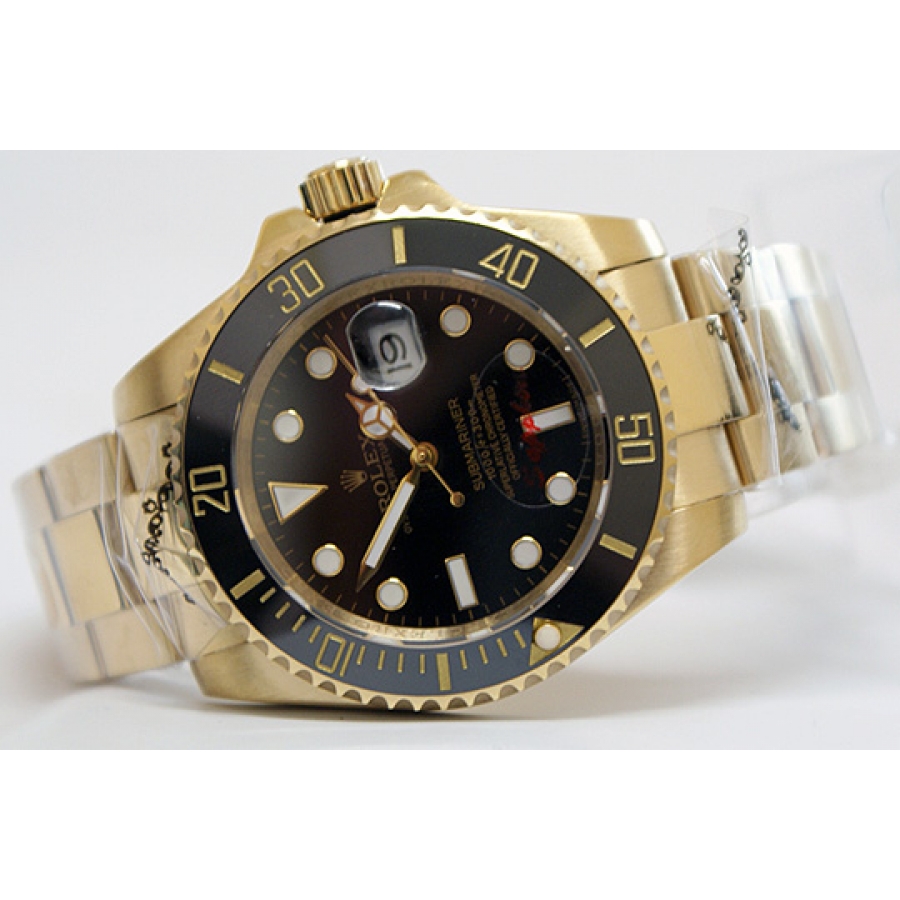 ROLEX SUBMARINER ALL GOLD BLACK CERAMIC REPLICA WATCH ROLEX SUBMARINER ALL GOLD BLACK CERAMIC REPLICA WATCH